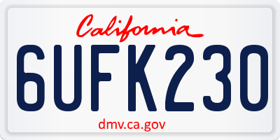 CA license plate 6UFK230