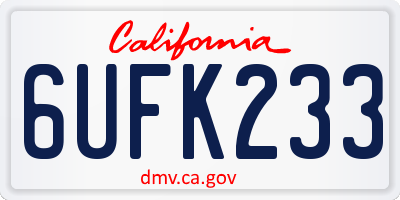 CA license plate 6UFK233