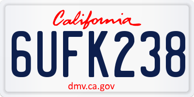 CA license plate 6UFK238