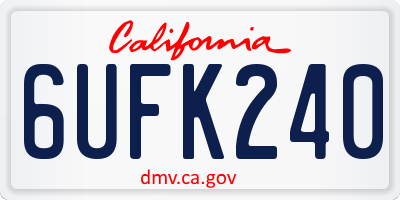 CA license plate 6UFK240