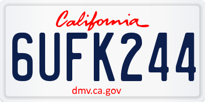 CA license plate 6UFK244