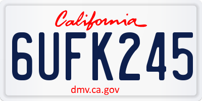CA license plate 6UFK245