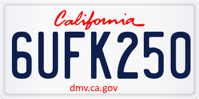 CA license plate 6UFK250