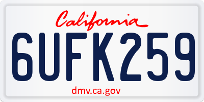 CA license plate 6UFK259