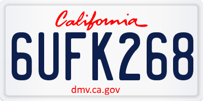 CA license plate 6UFK268