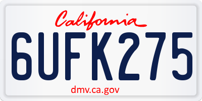CA license plate 6UFK275