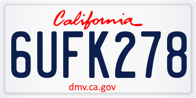 CA license plate 6UFK278