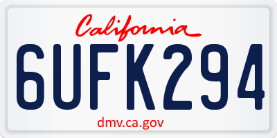 CA license plate 6UFK294