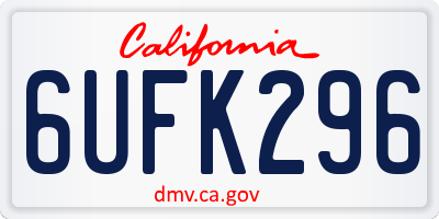 CA license plate 6UFK296