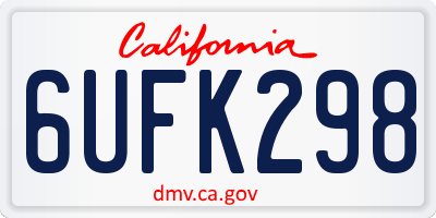 CA license plate 6UFK298