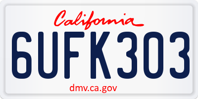 CA license plate 6UFK303