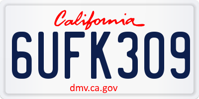 CA license plate 6UFK309