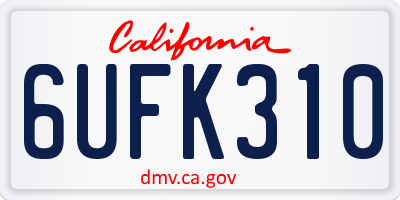 CA license plate 6UFK310