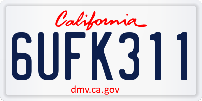 CA license plate 6UFK311