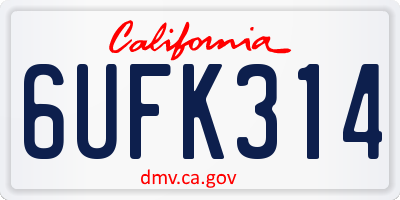 CA license plate 6UFK314