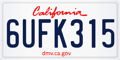CA license plate 6UFK315