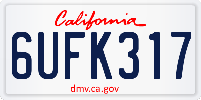 CA license plate 6UFK317