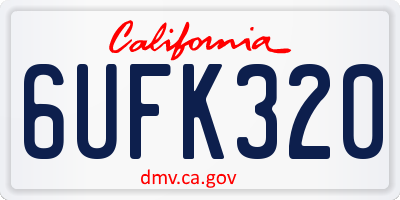 CA license plate 6UFK320