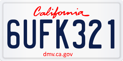 CA license plate 6UFK321