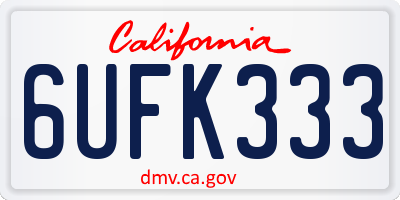 CA license plate 6UFK333