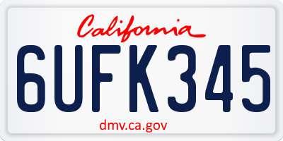 CA license plate 6UFK345