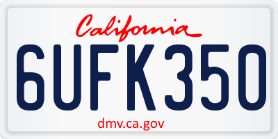CA license plate 6UFK350