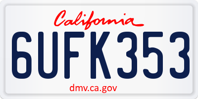 CA license plate 6UFK353