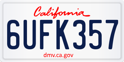 CA license plate 6UFK357