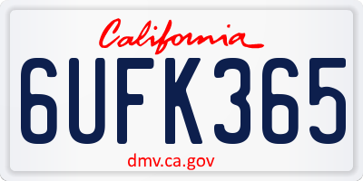 CA license plate 6UFK365