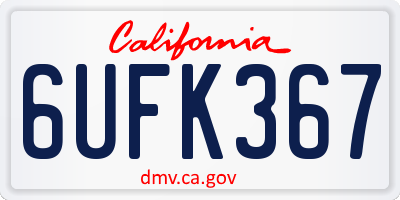 CA license plate 6UFK367