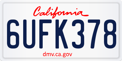 CA license plate 6UFK378
