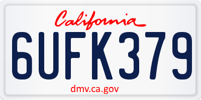 CA license plate 6UFK379