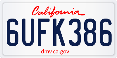 CA license plate 6UFK386