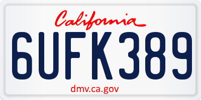 CA license plate 6UFK389