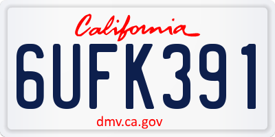 CA license plate 6UFK391