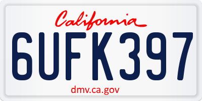 CA license plate 6UFK397