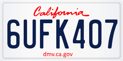 CA license plate 6UFK407