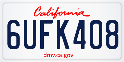 CA license plate 6UFK408