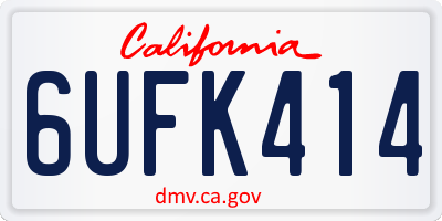 CA license plate 6UFK414