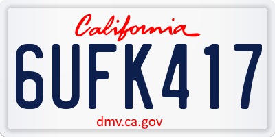 CA license plate 6UFK417