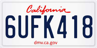 CA license plate 6UFK418