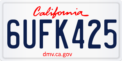 CA license plate 6UFK425