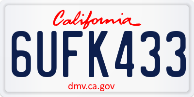CA license plate 6UFK433