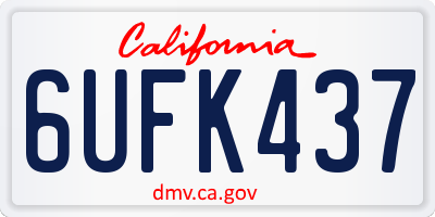 CA license plate 6UFK437