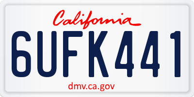 CA license plate 6UFK441