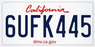 CA license plate 6UFK445