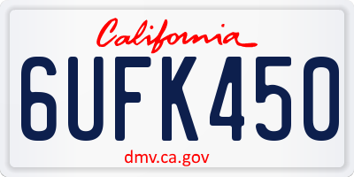 CA license plate 6UFK450