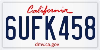 CA license plate 6UFK458
