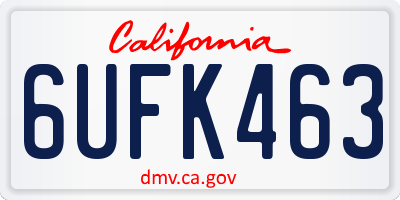 CA license plate 6UFK463