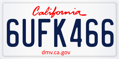 CA license plate 6UFK466